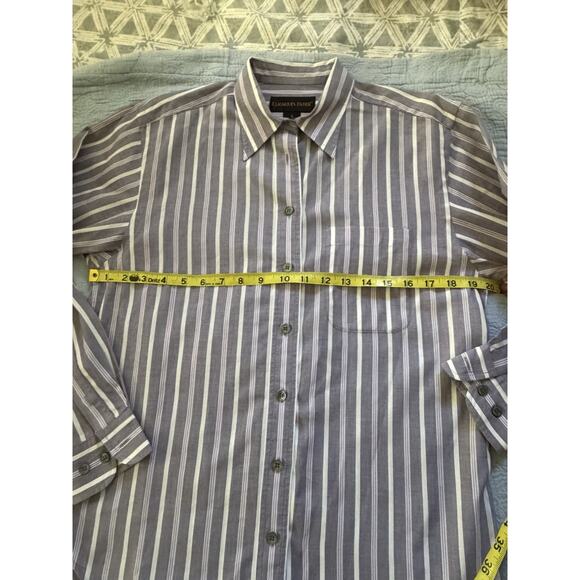 Classiques Entier Size S Button Up Work Wear Top Purple Striped Classic Cotton - Picture 5 of 7
